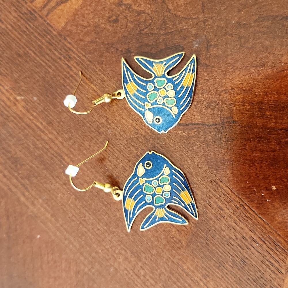 One pair of colorful fish earrings
